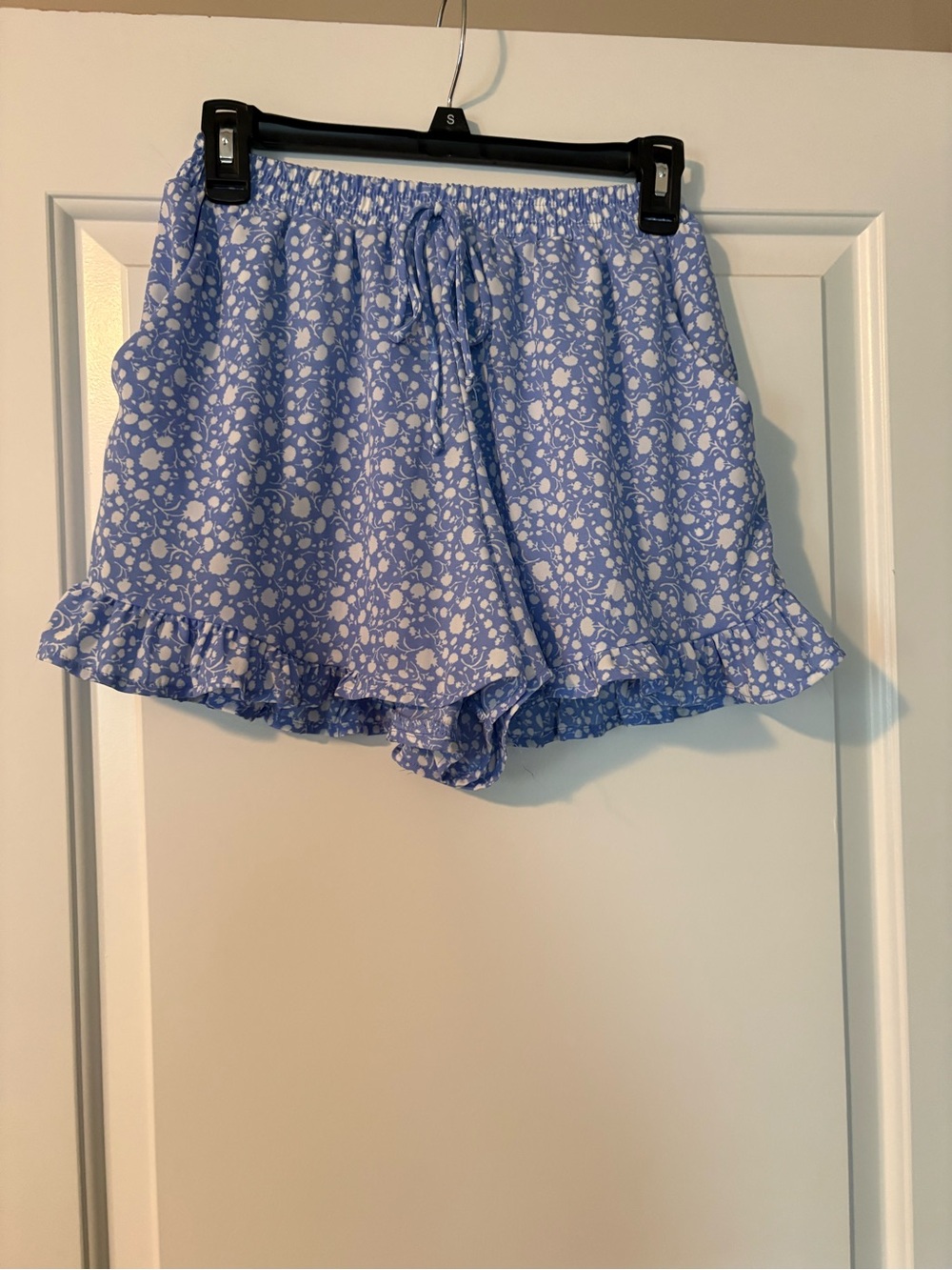 Sienna Sky Blue Floral Ruffle Skort Shorts Size Small Cottagecore